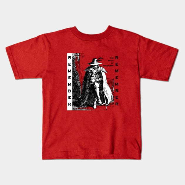 Remember Remember Guy Fawkes Illustration Kids T-Shirt by taiche